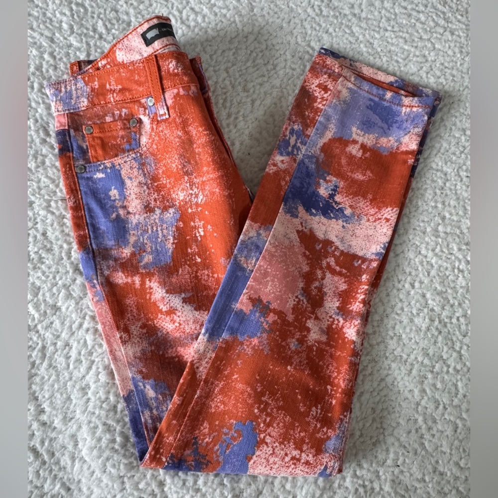 Levi Jeans mid rise‎ 27 Abstract tie dye Soft stretch denim Y2K Edgy Bold